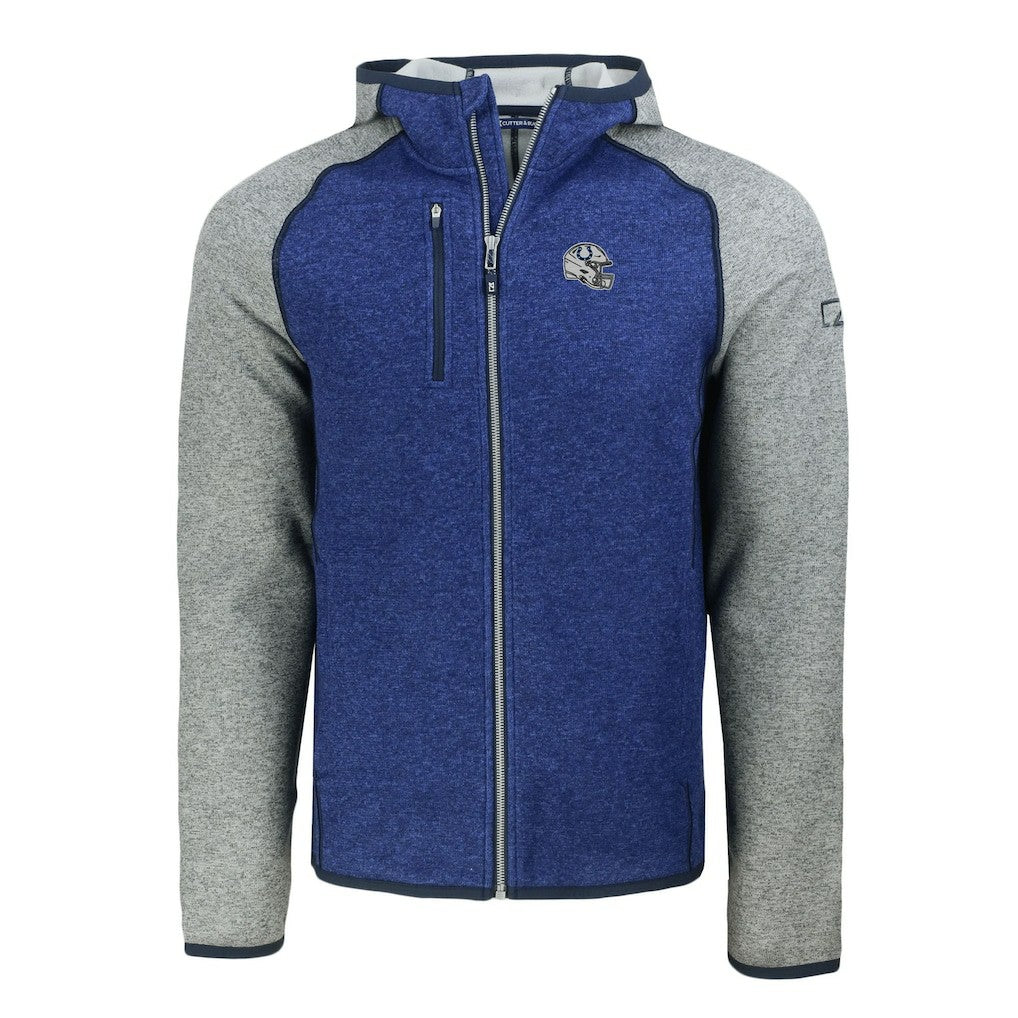 Indianapolis Colts Cutter & Buck Helmet Mainsail Sweater-Knit Full-Zip Hoodie - Royal/Heather Gray online