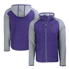 Minnesota Vikings Cutter & Buck Helmet Mainsail Sweater-Knit Full-Zip Hoodie - Heather Purple/Heather Gray discount
