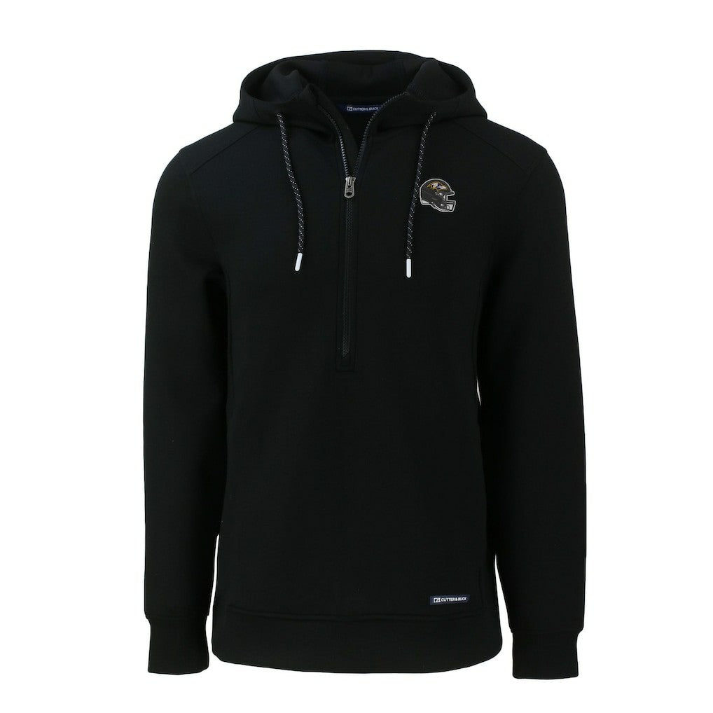 Baltimore Ravens Cutter & Buck Helmet Roam Eco Half-Zip Recycled Pullover Hoodie - Black online