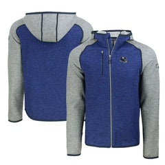 New York Giants Cutter & Buck Helmet Mainsail Sweater-Knit Full-Zip Hoodie - Royal/Heather Gray sale