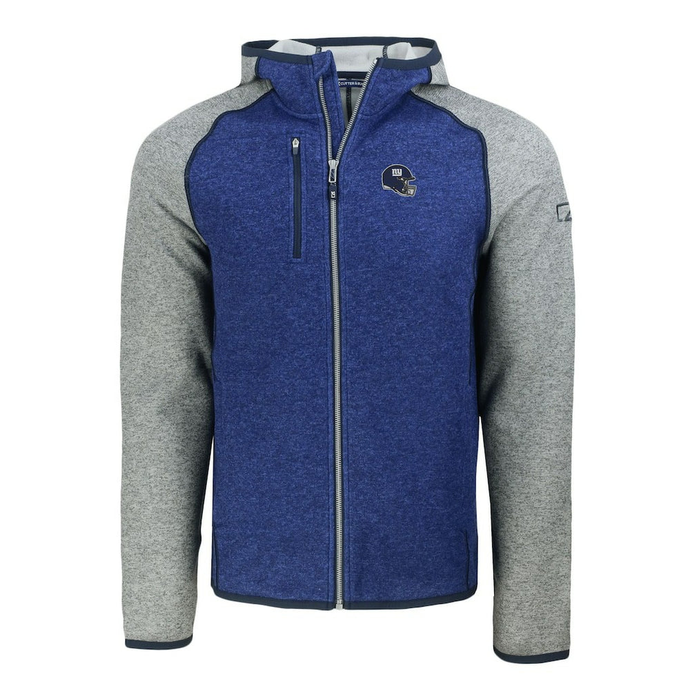 New York Giants Cutter & Buck Helmet Mainsail Sweater-Knit Full-Zip Hoodie - Royal/Heather Gray sale