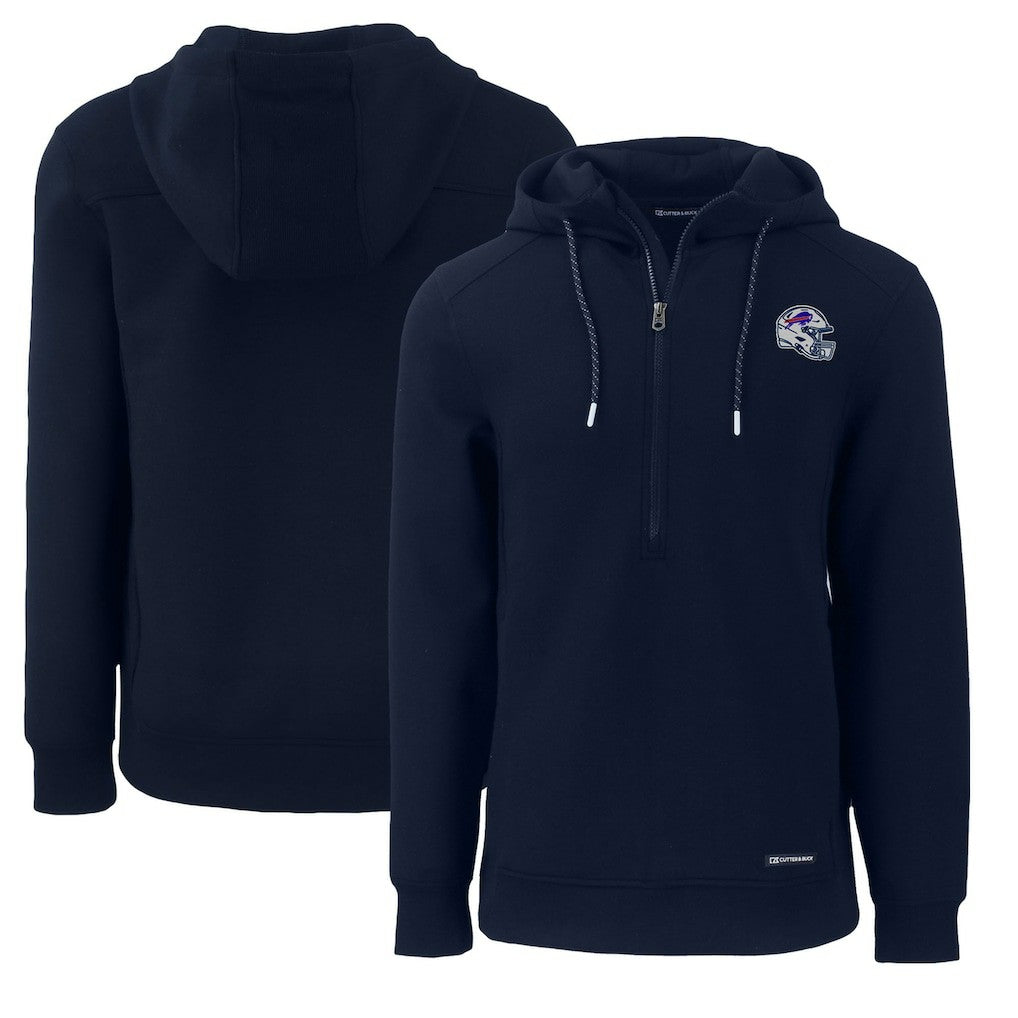 Buffalo Bills Cutter & Buck Helmet Roam Eco Half-Zip Recycled Pullover Hoodie - Navy cheap
