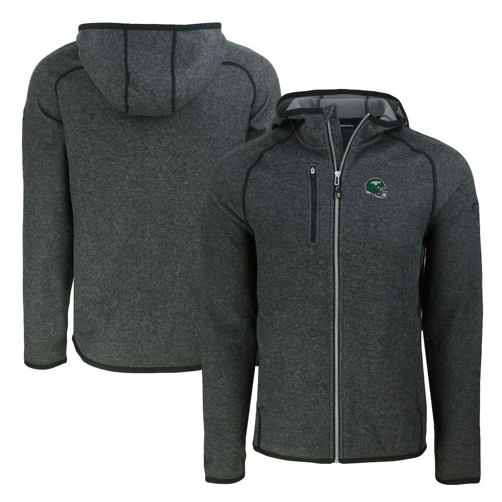 New York Jets Cutter & Buck Helmet Mainsail Sweater-Knit Full-Zip Hoodie - Heather Charcoal outlet