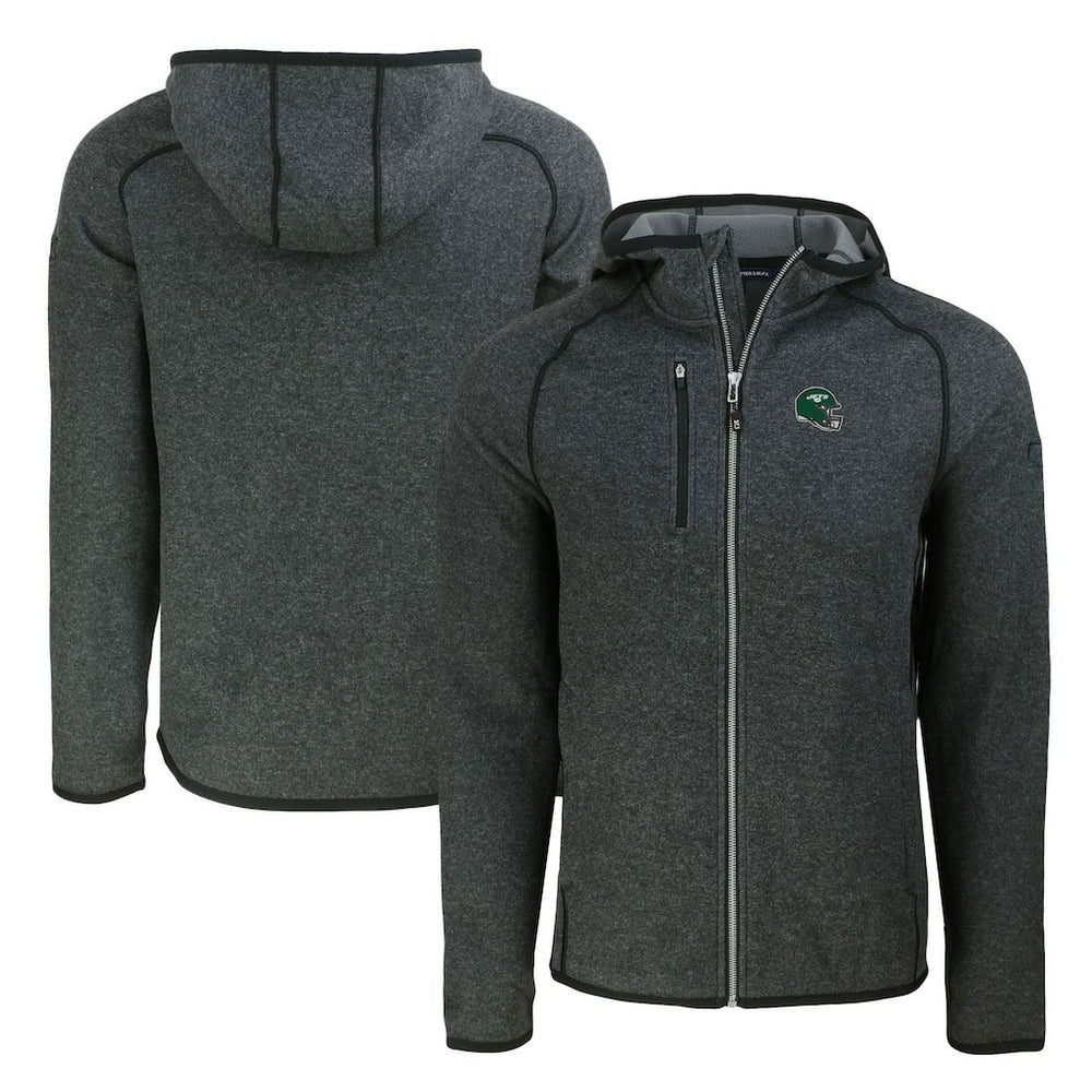 New York Jets Cutter & Buck Helmet Mainsail Sweater-Knit Full-Zip Hoodie - Heather Charcoal outlet