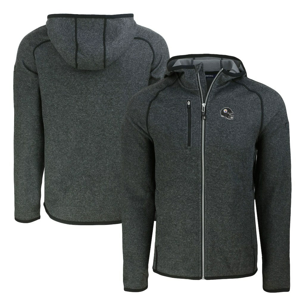 Pittsburgh Steelers Cutter & Buck Helmet Mainsail Sweater-Knit Full-Zip Hoodie - Heather Charcoal outlet