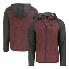 Washington Commanders Cutter & Buck Helmet Mainsail Sweater-Knit Full-Zip Hoodie - Burgundy/Heather Charcoal discount