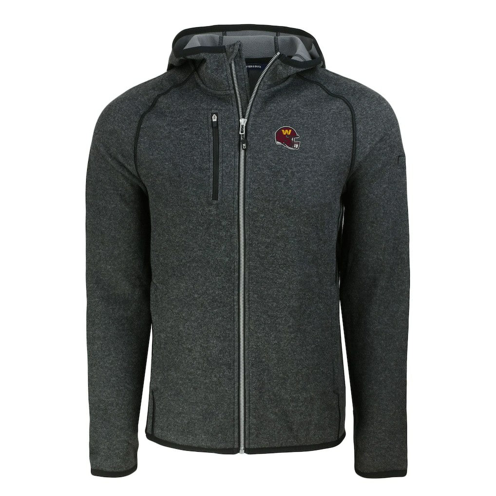Washington Commanders Cutter & Buck Helmet Mainsail Sweater-Knit Full-Zip Hoodie - Heather Charcoal discount