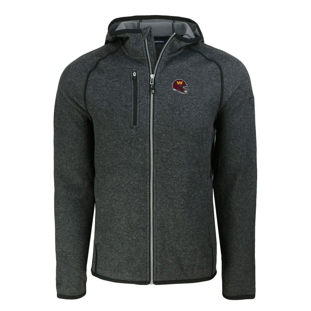 Washington Commanders Cutter & Buck Helmet Mainsail Sweater-Knit Full-Zip Hoodie - Heather Charcoal discount