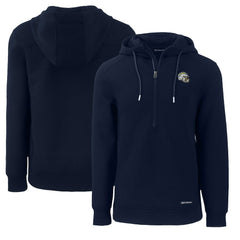 Los Angeles Chargers Cutter & Buck Helmet Roam Eco Half-Zip Recycled Pullover Hoodie - Navy online