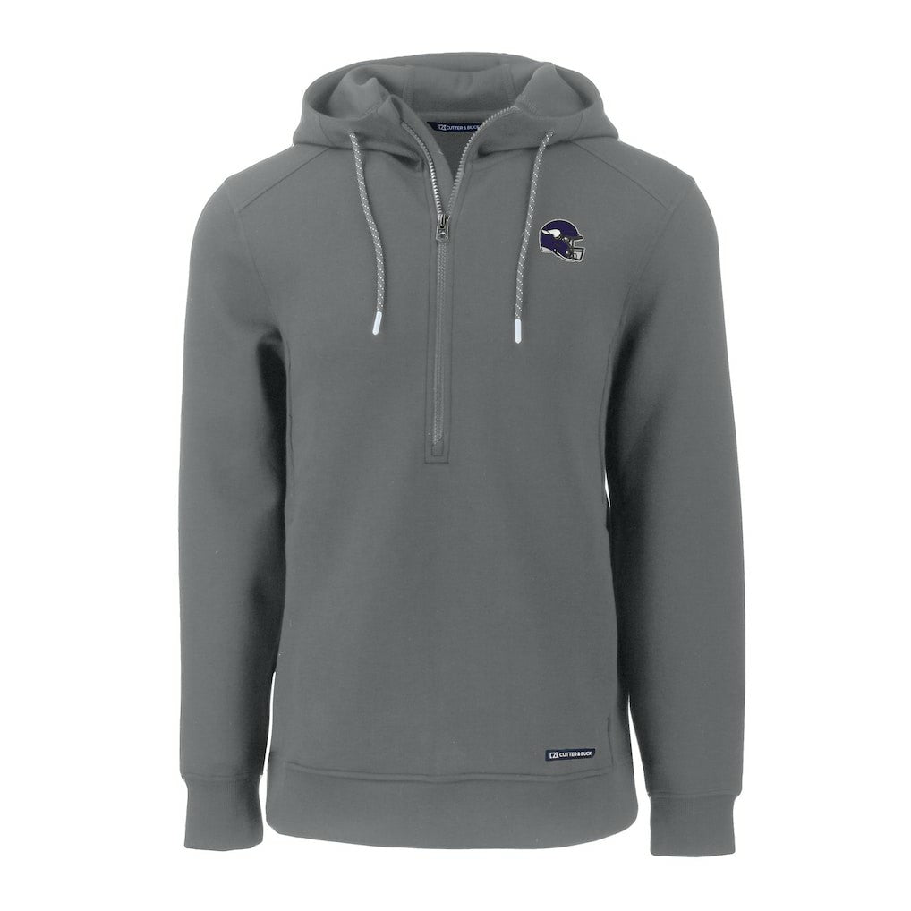 Minnesota Vikings Cutter & Buck Helmet Roam Eco Half-Zip Recycled Pullover Hoodie - Gray on sale