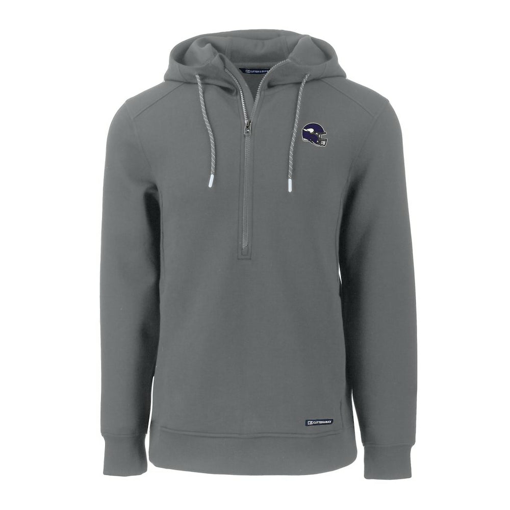 Minnesota Vikings Cutter & Buck Helmet Roam Eco Half-Zip Recycled Pullover Hoodie - Gray on sale