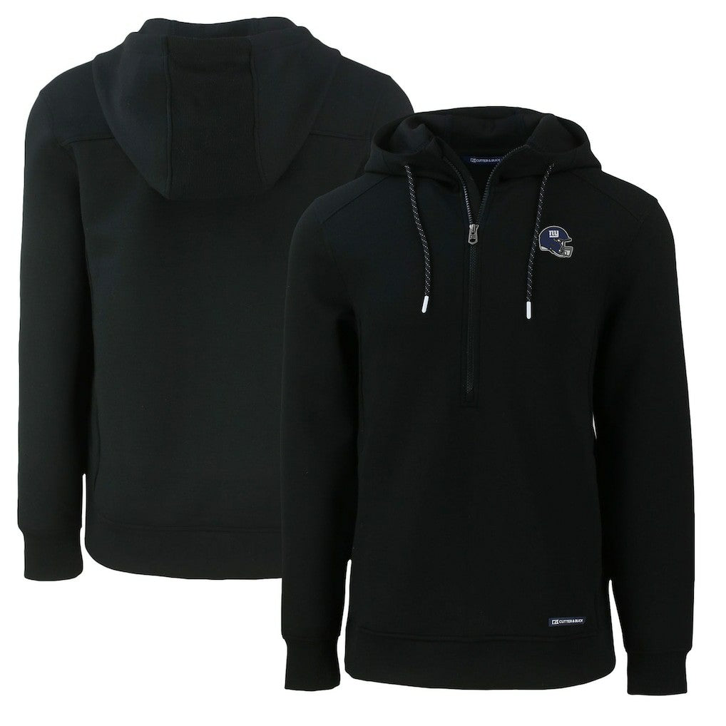 New York Giants Cutter & Buck Helmet Roam Eco Half-Zip Recycled Pullover Hoodie - Black sale