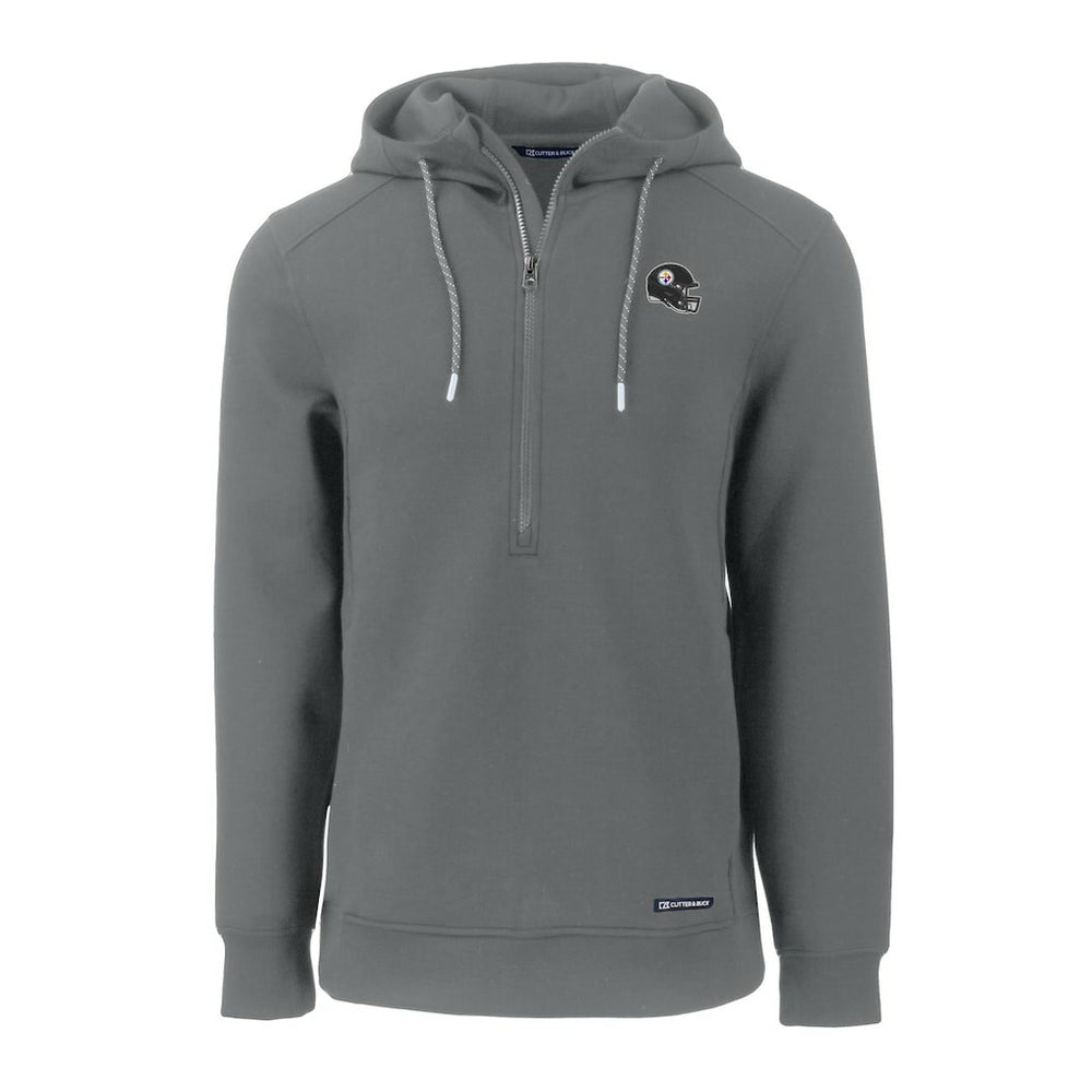 Pittsburgh Steelers Cutter & Buck Helmet Roam Eco Half-Zip Recycled Pullover Hoodie - Gray for sale