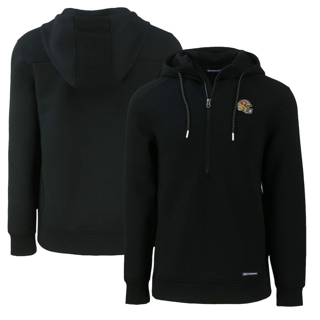 San Francisco 49ers Cutter & Buck Helmet Roam Eco Half-Zip Recycled Pullover Hoodie - Black online