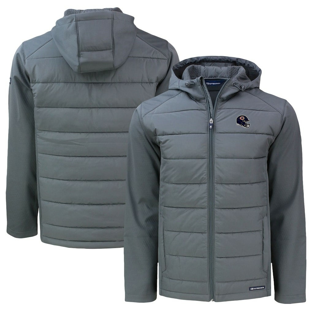 Chicago Bears Cutter & Buck Helmet Big & Tall Evoke Hybrid Eco Softshell Recycled Full-Zip Jacket - Gray discount