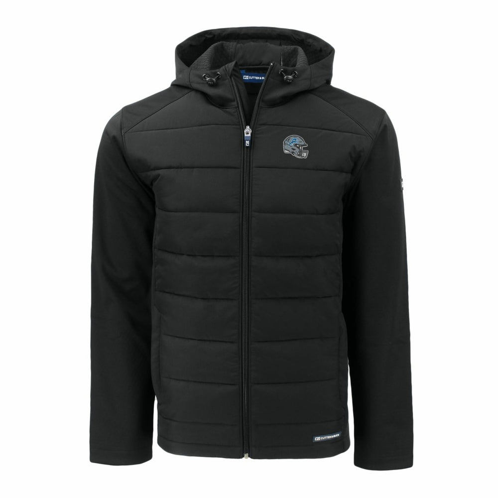 Detroit Lions Cutter & Buck Helmet Big & Tall Evoke Hybrid Eco Softshell Recycled Full-Zip Hoodie Jacket - Black discount