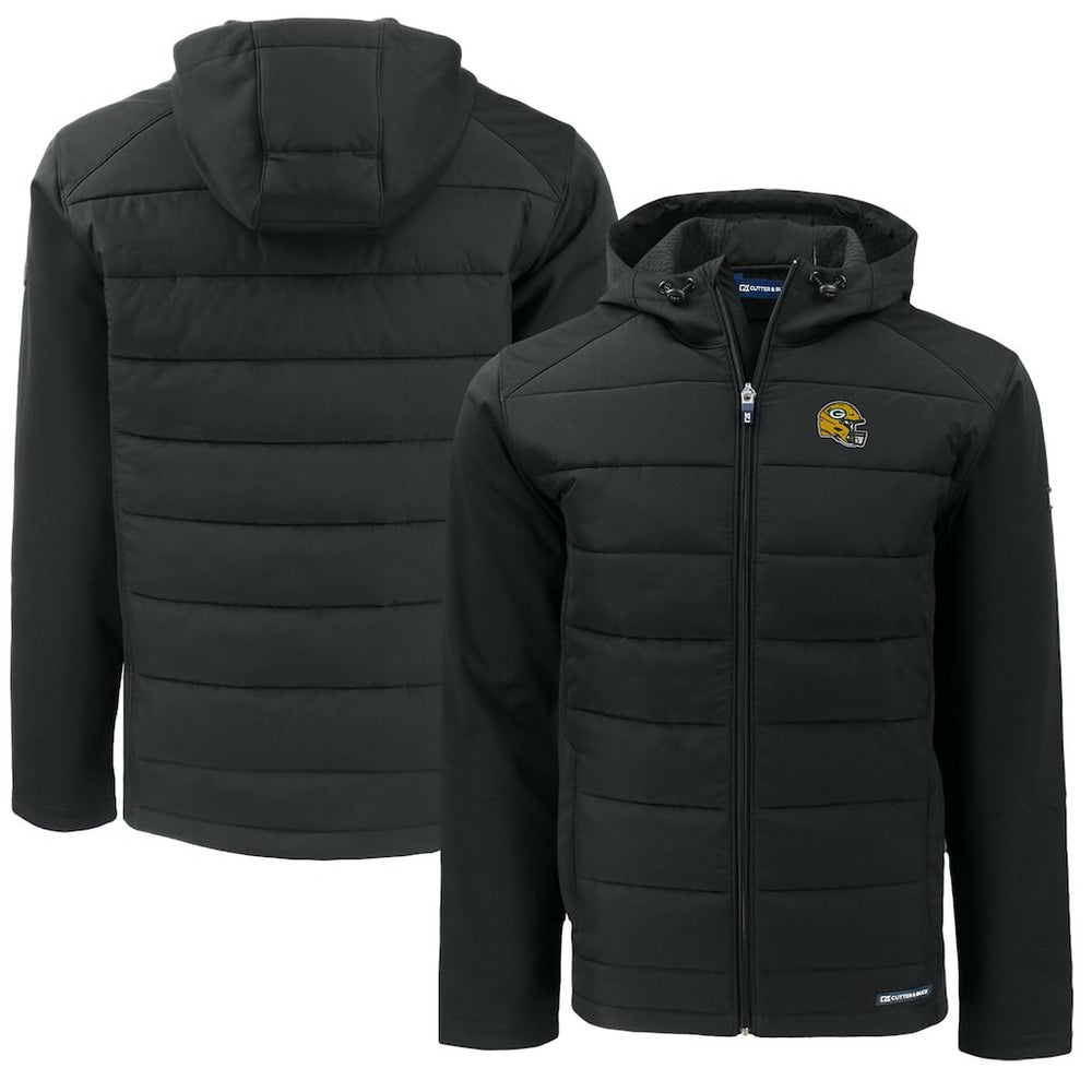 Green Bay Packers Cutter & Buck Helmet Big & Tall Evoke Hybrid Eco Softshell Recycled Full-Zip Jacket - Black outlet