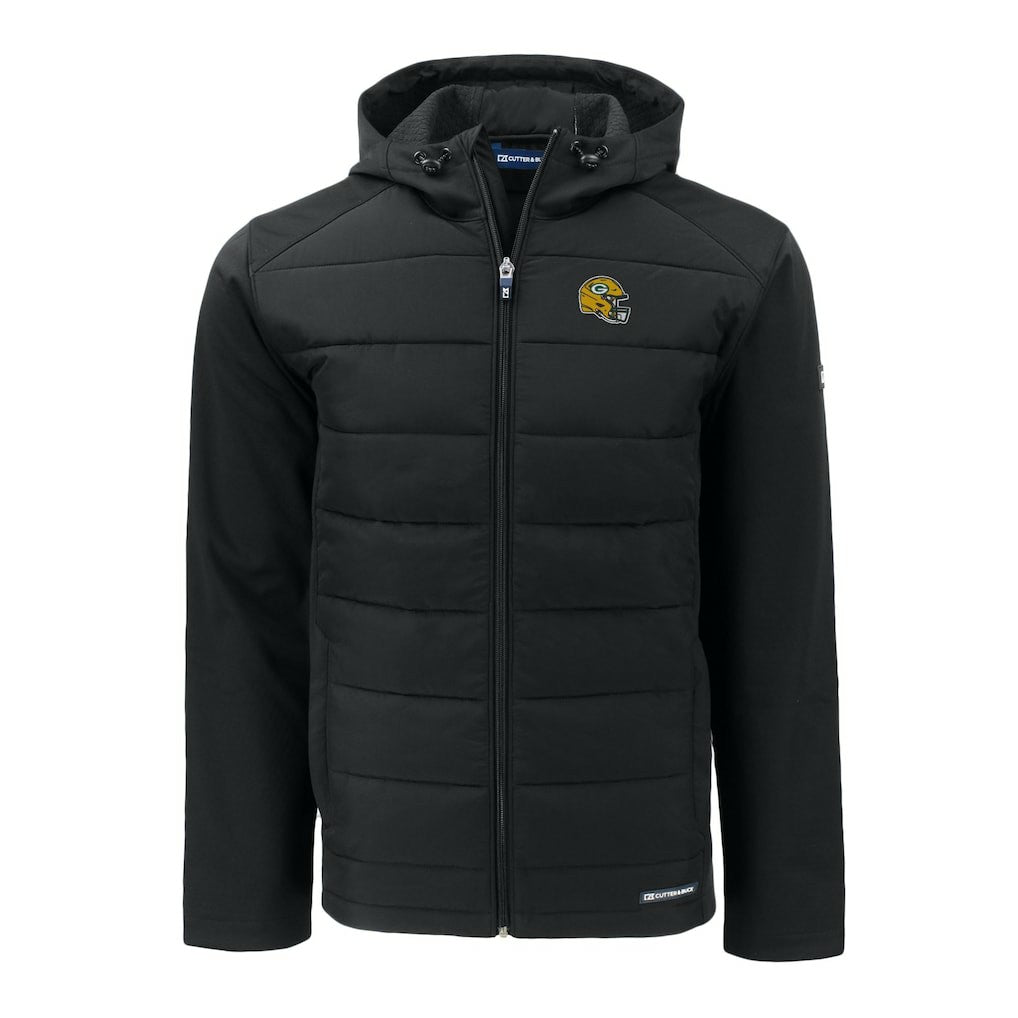Green Bay Packers Cutter & Buck Helmet Big & Tall Evoke Hybrid Eco Softshell Recycled Full-Zip Jacket - Black outlet