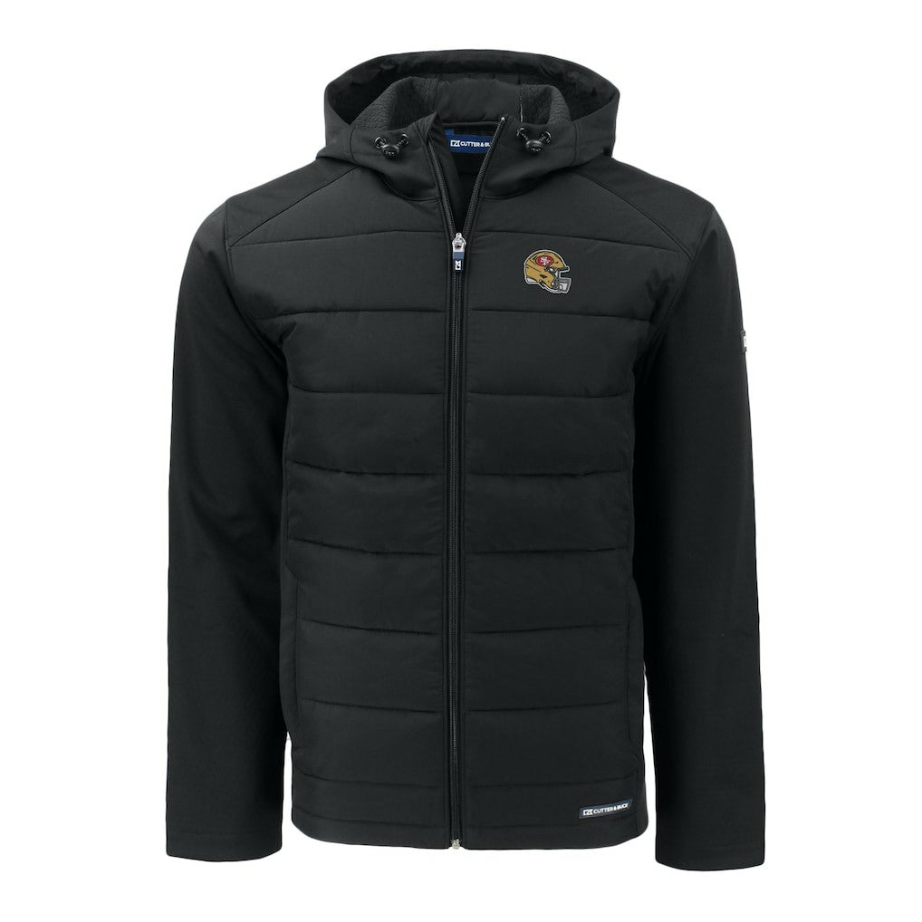 San Francisco 49ers Cutter & Buck Helmet Big & Tall Evoke Hybrid Eco Softshell Recycled Full-Zip Jacket - Black sale