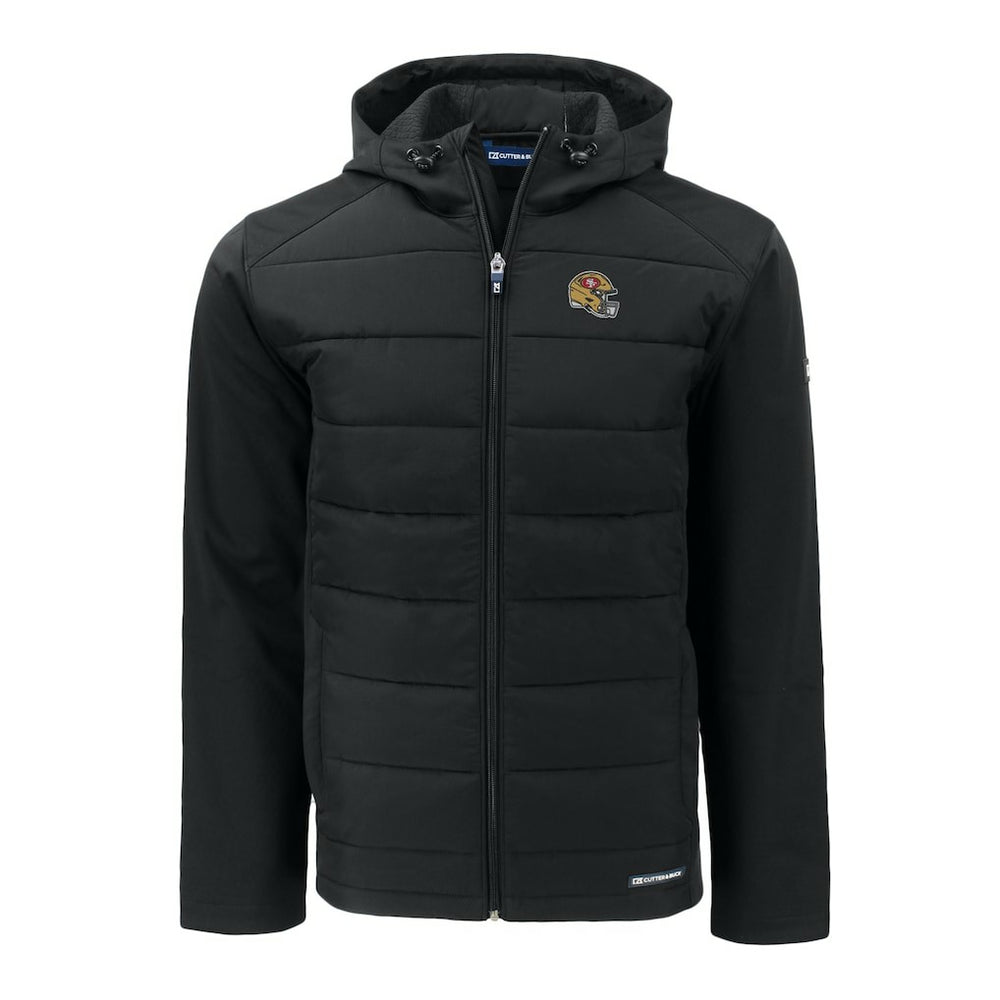 San Francisco 49ers Cutter & Buck Helmet Big & Tall Evoke Hybrid Eco Softshell Recycled Full-Zip Jacket - Black sale