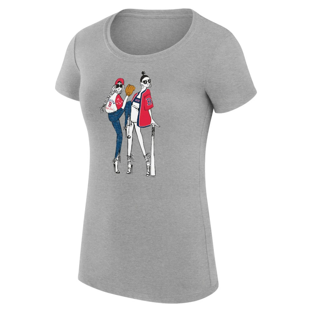 Boston Red Sox G-III 4Her by Carl Banks Women's Super-Slim Fit Lightweight Baseball Girls T-Shirt - Heather Gray