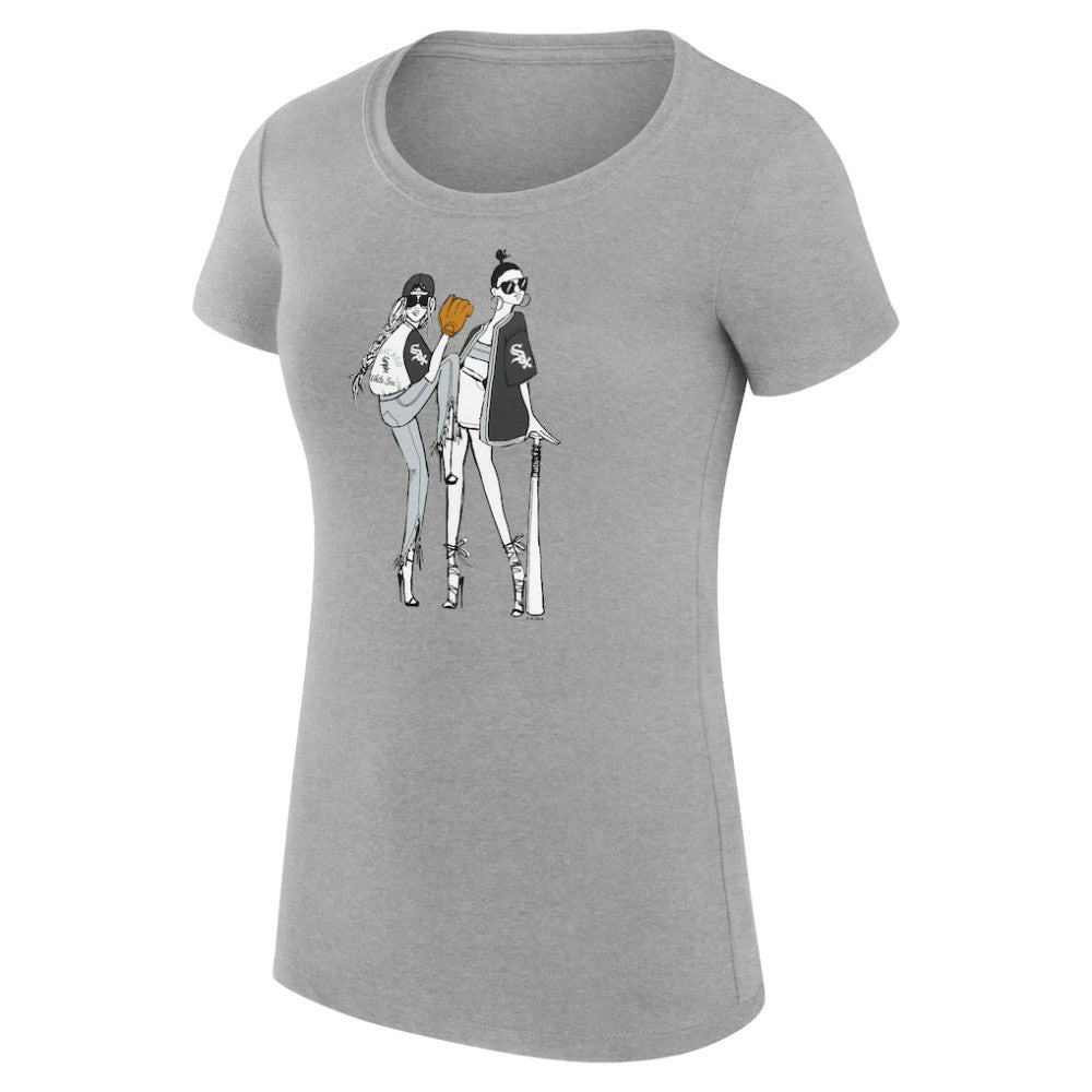 Chicago White Sox G-III 4Her by Carl Banks Women's Super-Slim Fit Lightweight Baseball Girls T-Shirt - Heather Gray