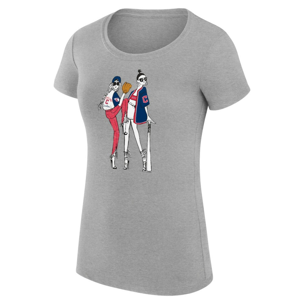 Cleveland Guardians G-III 4Her by Carl Banks Women's Super-Slim Fit Lightweight Baseball Girls T-Shirt - Heather Gray