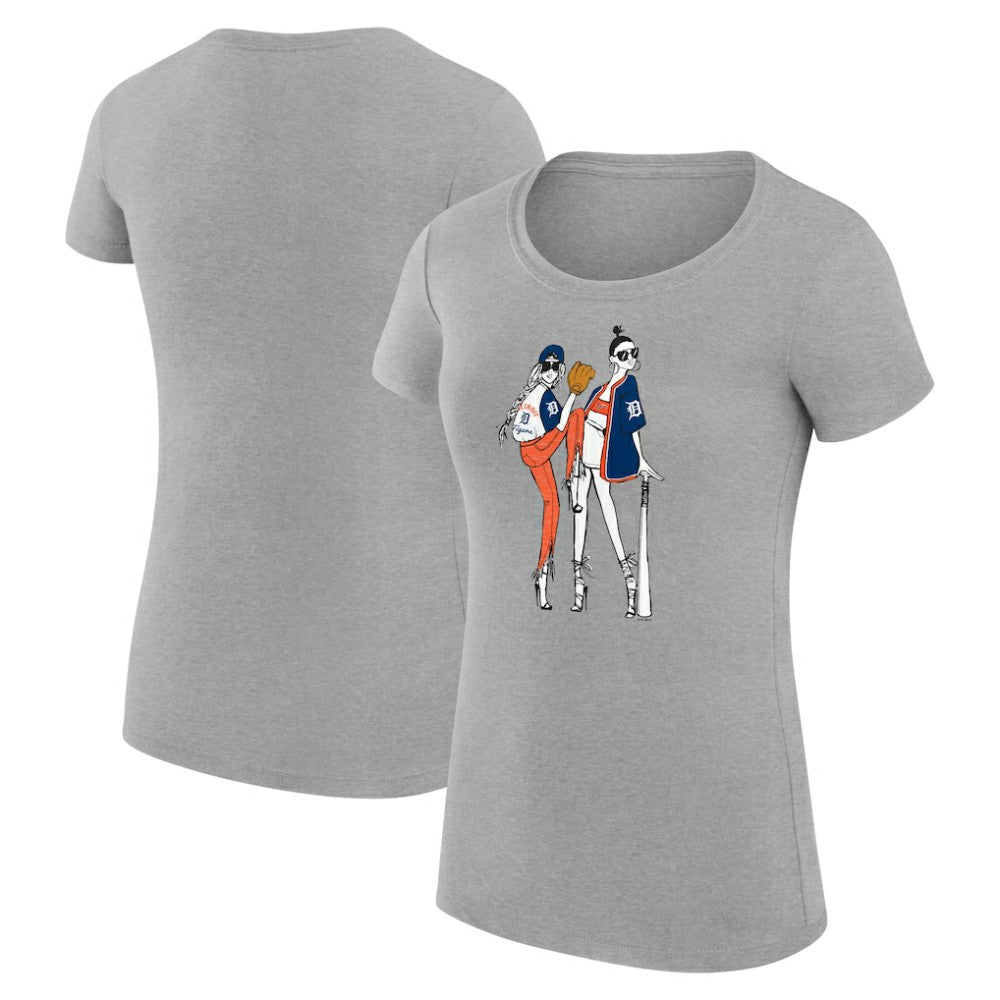 Detroit Tigers G-III 4Her by Carl Banks Women's Super-Slim Fit Lightweight Baseball Girls T-Shirt - Heather Gray