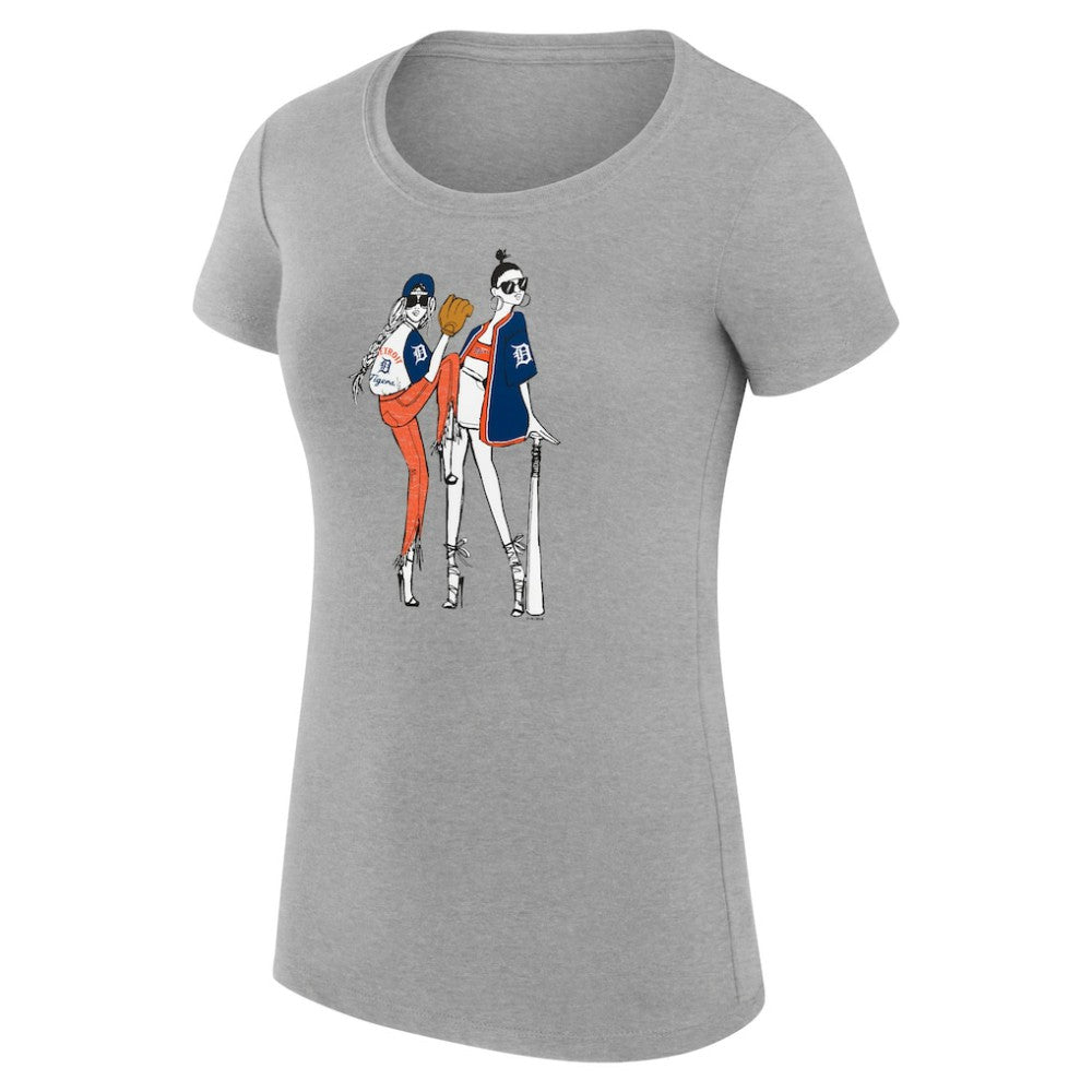 Detroit Tigers G-III 4Her by Carl Banks Women's Super-Slim Fit Lightweight Baseball Girls T-Shirt - Heather Gray