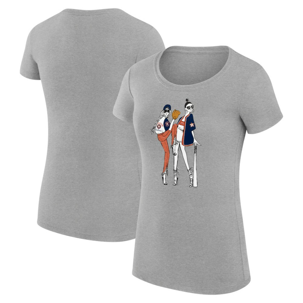 Houston Astros G-III 4Her by Carl Banks Women's Super-Slim Fit Lightweight Baseball Girls T-Shirt - Heather Gray