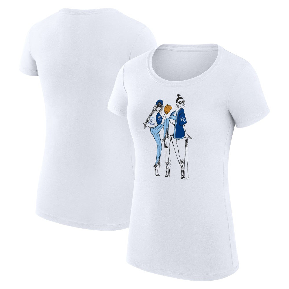 Kansas City Royals G-III 4Her by Carl Banks Women's Super-Slim Fit Lightweight Baseball Girls T-Shirt - White