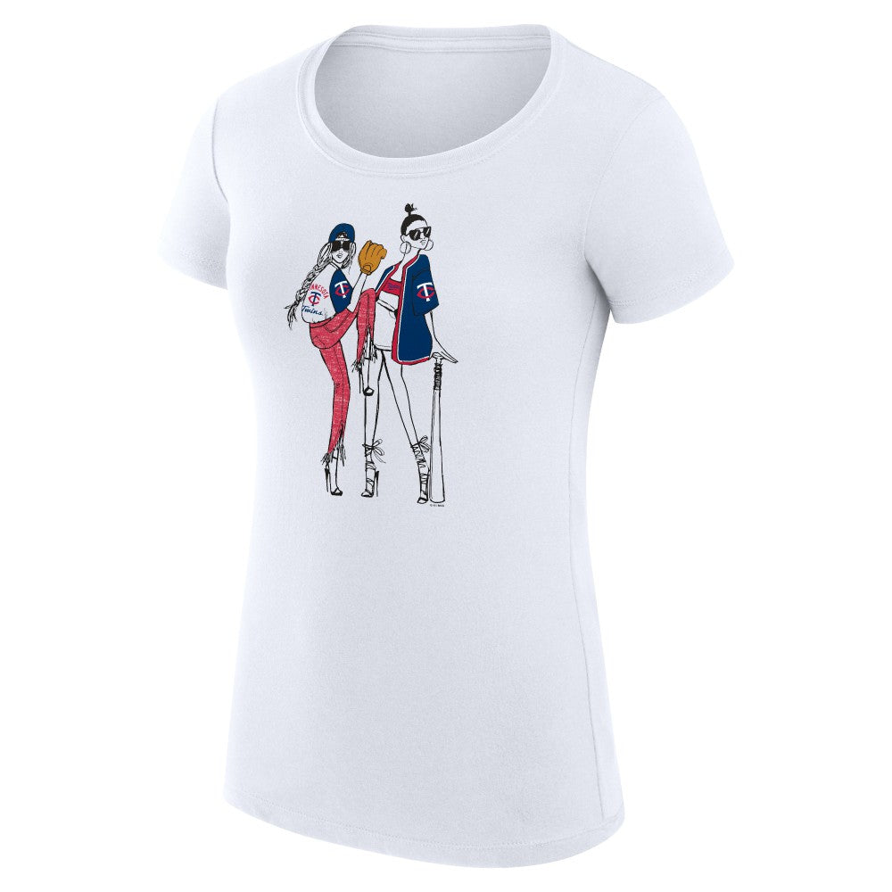 Minnesota Twins G-III 4Her by Carl Banks Women's Super-Slim Fit Lightweight Baseball Girls T-Shirt - White