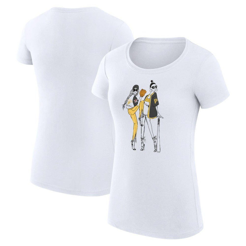 Pittsburgh Pirates G-III 4Her by Carl Banks Women's Super-Slim Fit Lightweight Baseball Girls T-Shirt - White