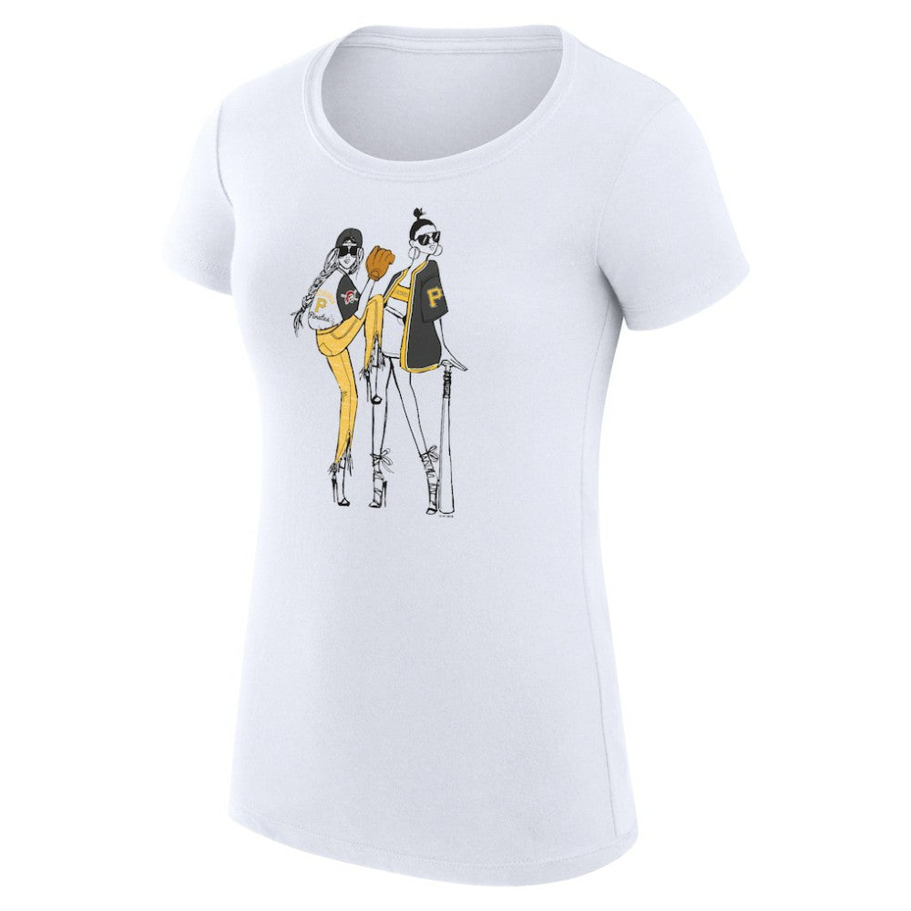 Pittsburgh Pirates G-III 4Her by Carl Banks Women's Super-Slim Fit Lightweight Baseball Girls T-Shirt - White