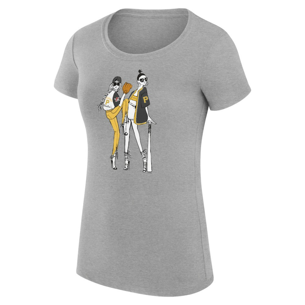 Pittsburgh Pirates G-III 4Her by Carl Banks Women's Super-Slim Fit Lightweight Baseball Girls T-Shirt - Heather Gray