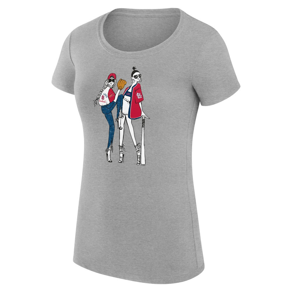 St. Louis Cardinals G-III 4Her by Carl Banks Women's Super-Slim Fit Lightweight Baseball Girls T-Shirt - Heather Gray