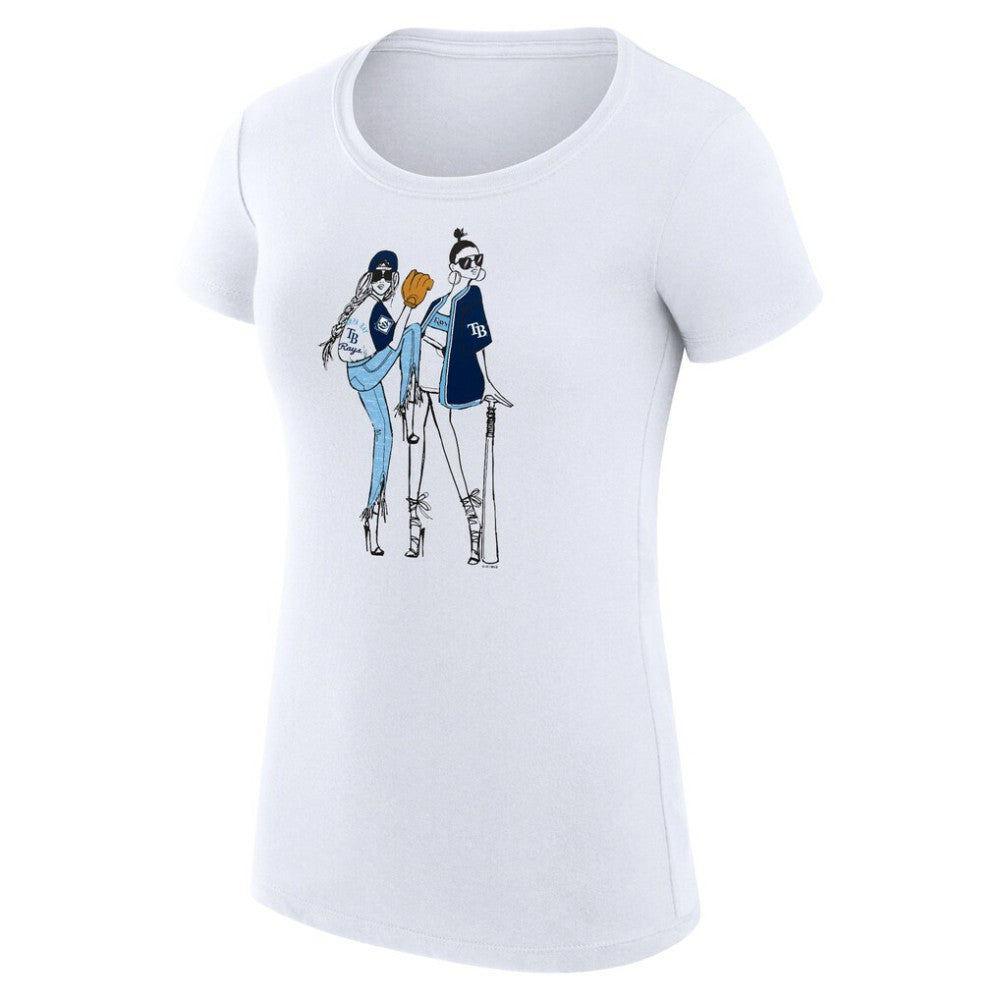 Tampa Bay Rays G-III 4Her by Carl Banks Women's Super-Slim Fit Lightweight Baseball Girls T-Shirt - White