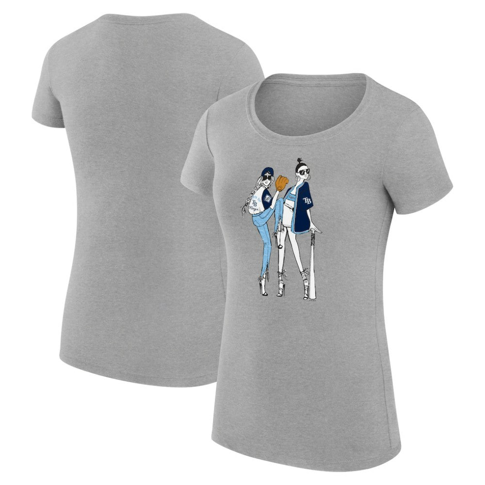 Tampa Bay Rays G-III 4Her by Carl Banks Women's Super-Slim Fit Lightweight Baseball Girls T-Shirt - Heather Gray
