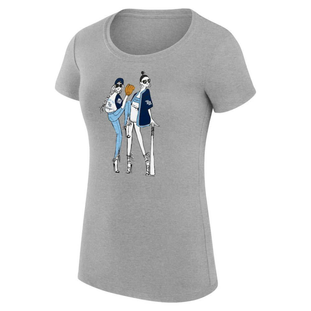 Tampa Bay Rays G-III 4Her by Carl Banks Women's Super-Slim Fit Lightweight Baseball Girls T-Shirt - Heather Gray