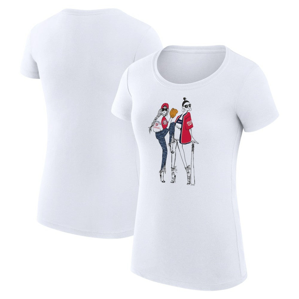 Washington Nationals G-III 4Her by Carl Banks Women's Super-Slim Fit Lightweight Baseball Girls T-Shirt - White