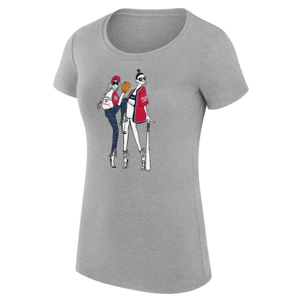 Washington Nationals G-III 4Her by Carl Banks Women's Super-Slim Fit Lightweight Baseball Girls T-Shirt - Heather Gray
