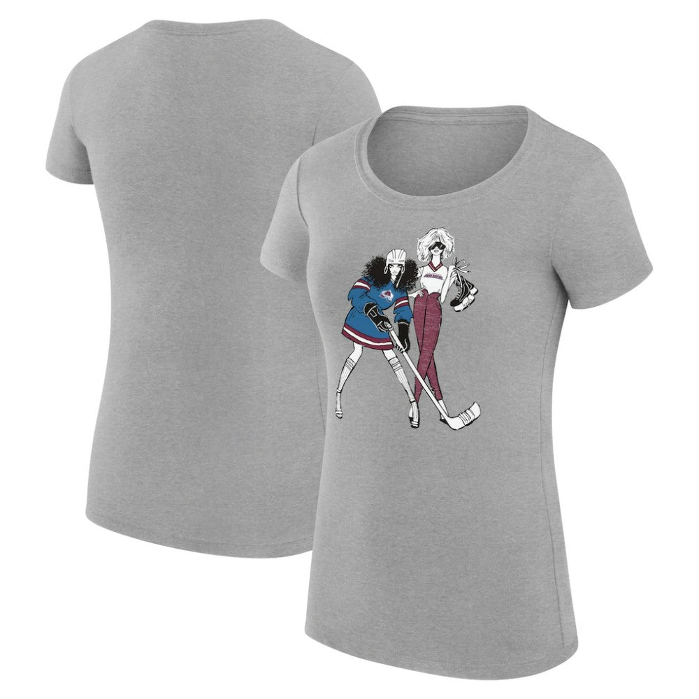 Colorado Avalanche G-III 4Her by Carl Banks Women's Super-Slim Fit Lightweight Hockey Girls T-Shirt Heather Gray