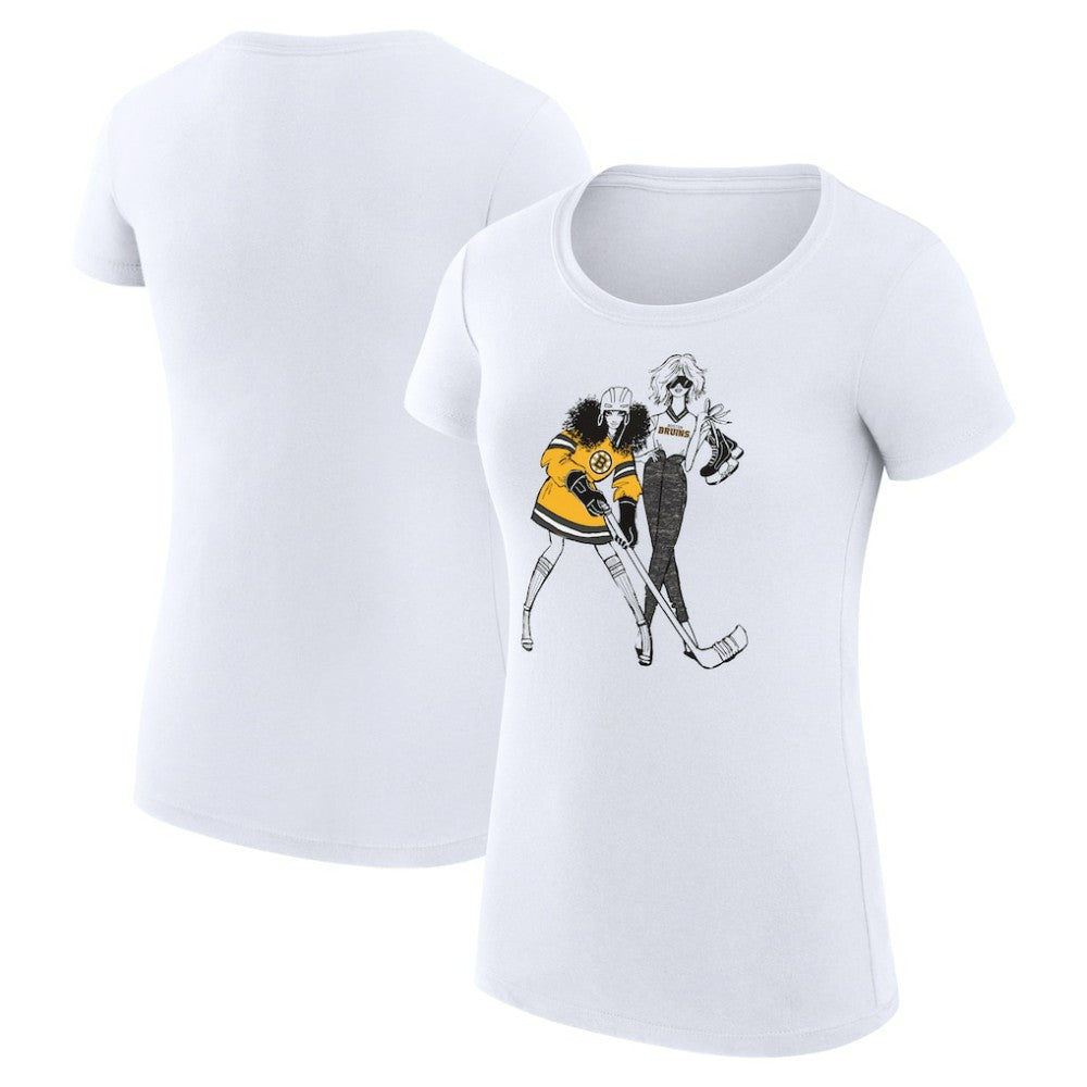Boston Bruins G-III 4Her by Carl Banks Women's Super-Slim Fit Lightweight Hockey Girls T-Shirt White