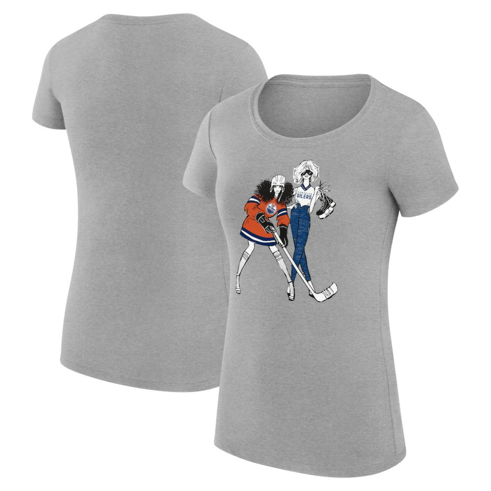Edmonton Oilers G-III 4Her by Carl Banks Women's Super-Slim Fit Lightweight Hockey Girls T-Shirt Heather Gray