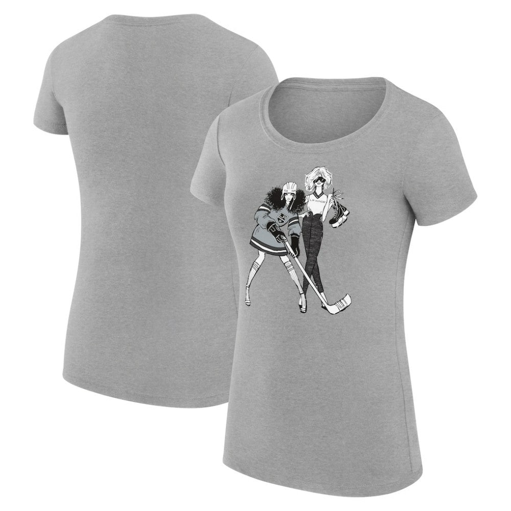Los Angeles Kings G-III 4Her by Carl Banks Women's Super-Slim Fit Lightweight Hockey Girls T-Shirt Heather Gray