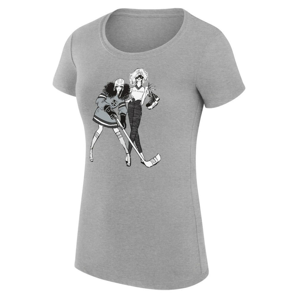 Los Angeles Kings G-III 4Her by Carl Banks Women's Super-Slim Fit Lightweight Hockey Girls T-Shirt Heather Gray