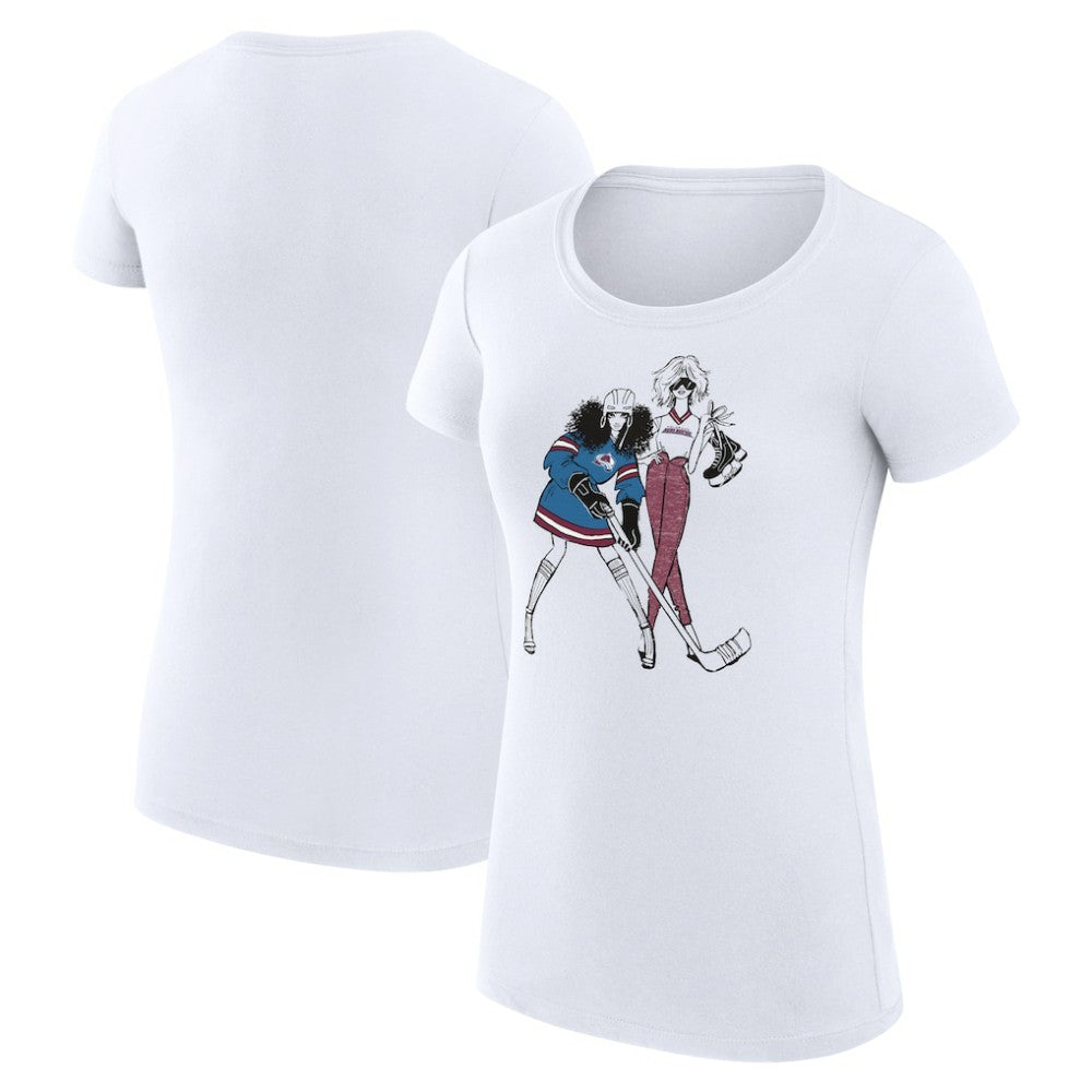 Colorado Avalanche G-III 4Her by Carl Banks Women's Super-Slim Fit Lightweight Hockey Girls T-Shirt White