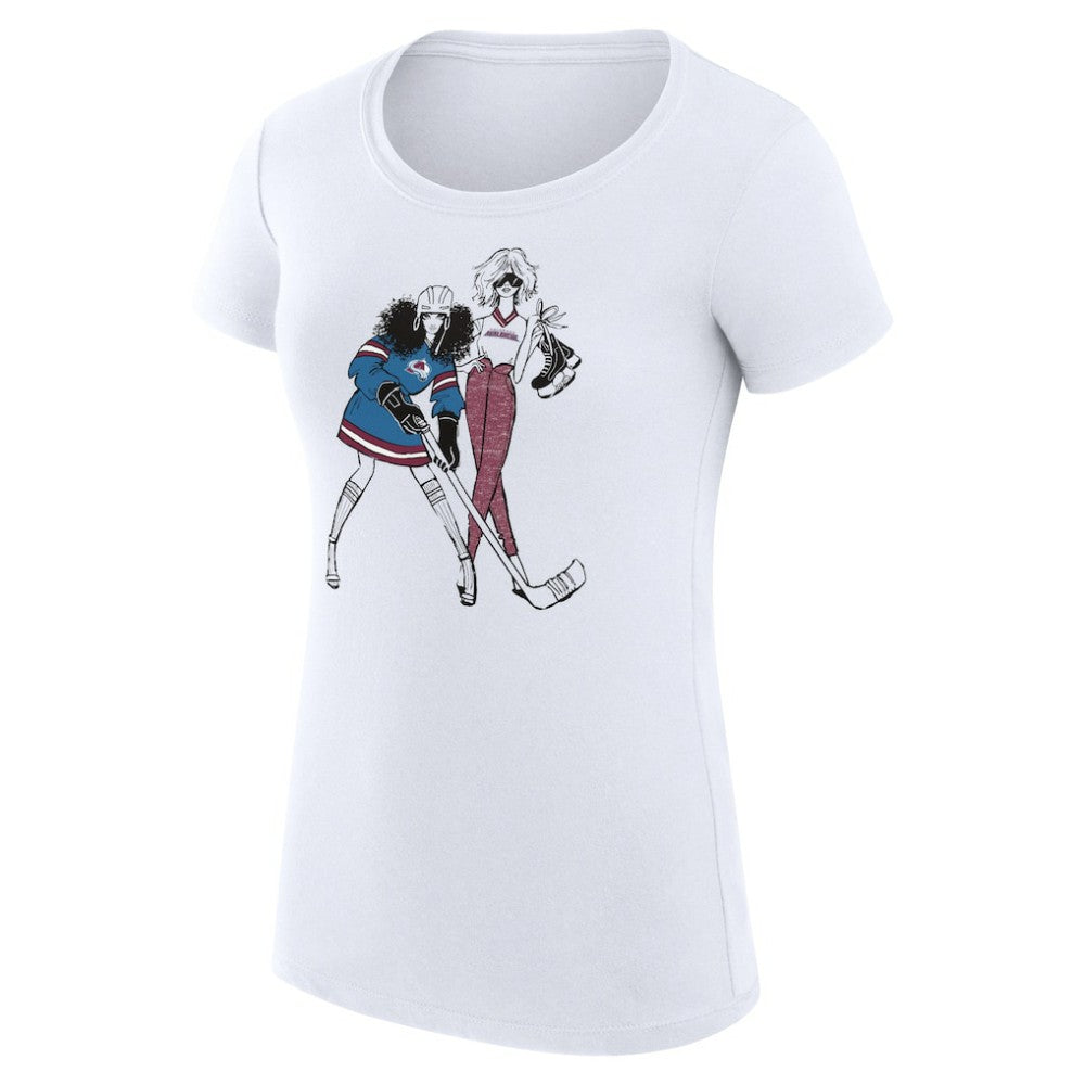 Colorado Avalanche G-III 4Her by Carl Banks Women's Super-Slim Fit Lightweight Hockey Girls T-Shirt White