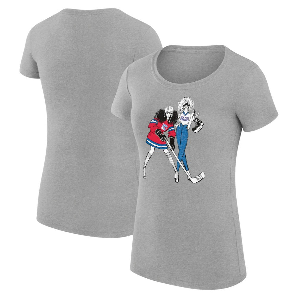 New York Rangers G-III 4Her by Carl Banks Women's Super-Slim Fit Lightweight Hockey Girls T-Shirt Heather Gray