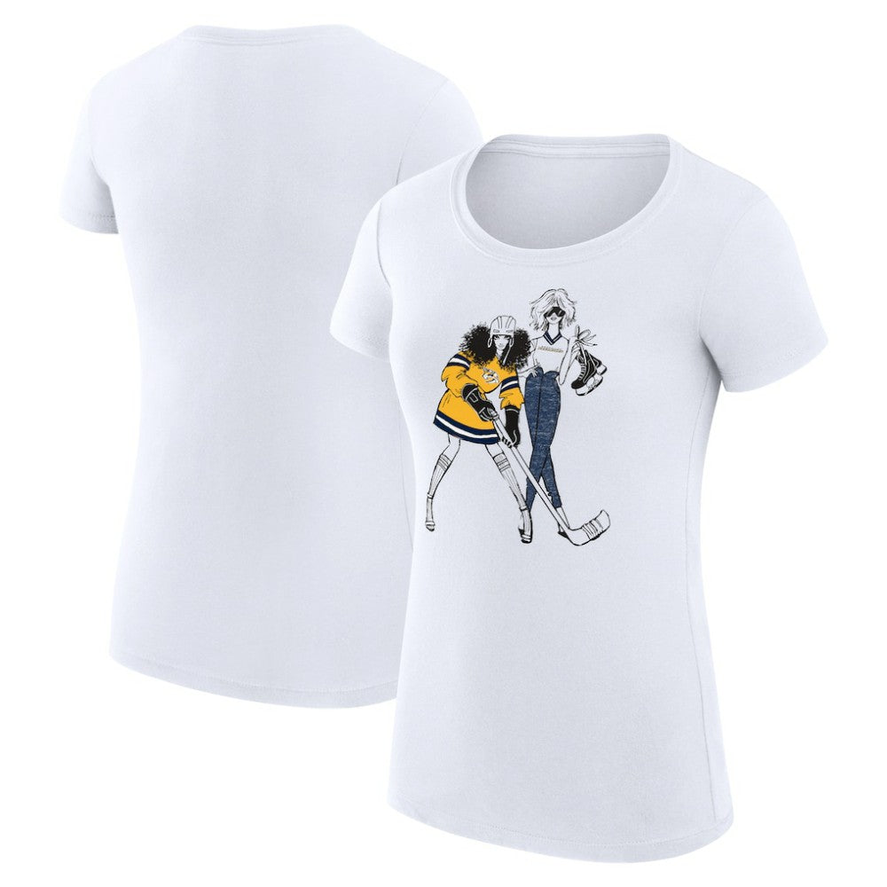 Nashville Predators G-III 4Her by Carl Banks Women's Super-Slim Fit Lightweight Hockey Girls T-Shirt White